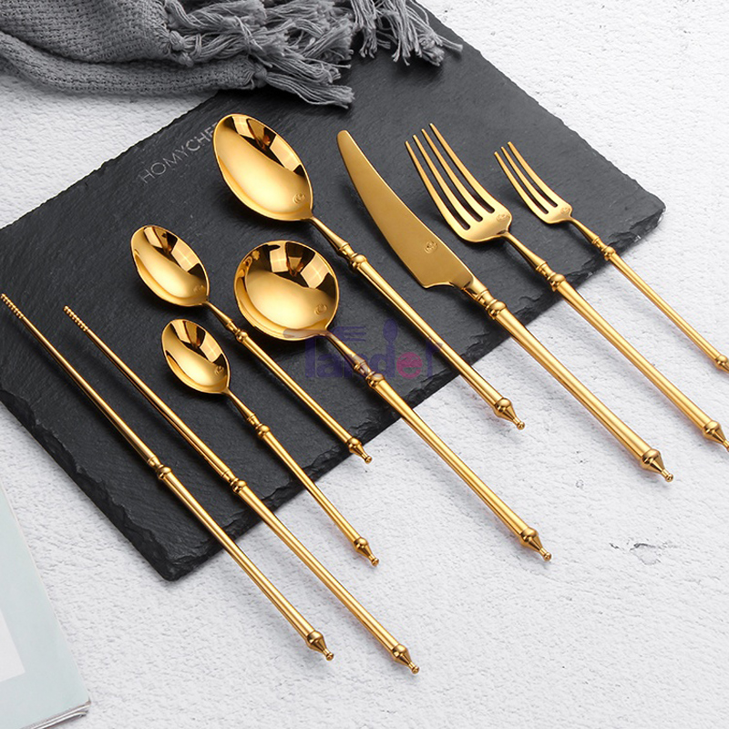 fashinal Tander ใหม่สไตล์ยุโรปสแตนเลสหน้าแรกสินค้า flatware โลหะ inox ชุดช้อนส้อม