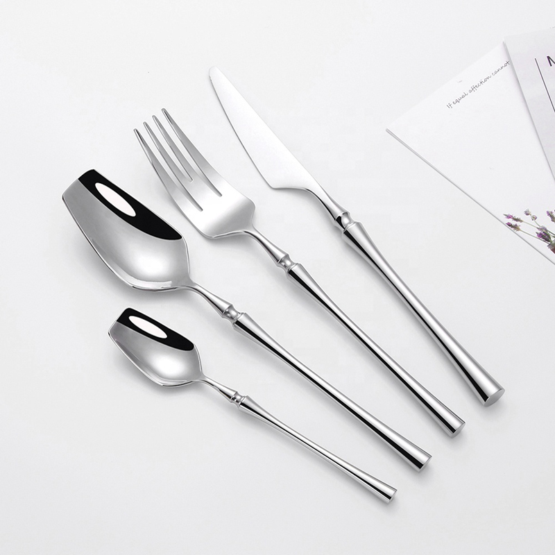 กระจกขัดบางเอวสไตล์ flatware เงินมีดสแตนเลสเป็นมิตรกับสิ่งแวดล้อม